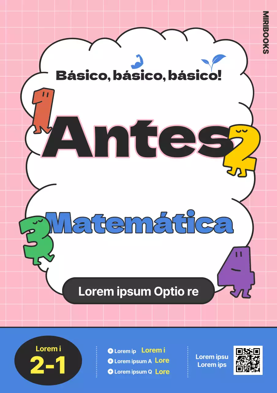 Capa de livro de matemática primária cor-de-rosa e azul