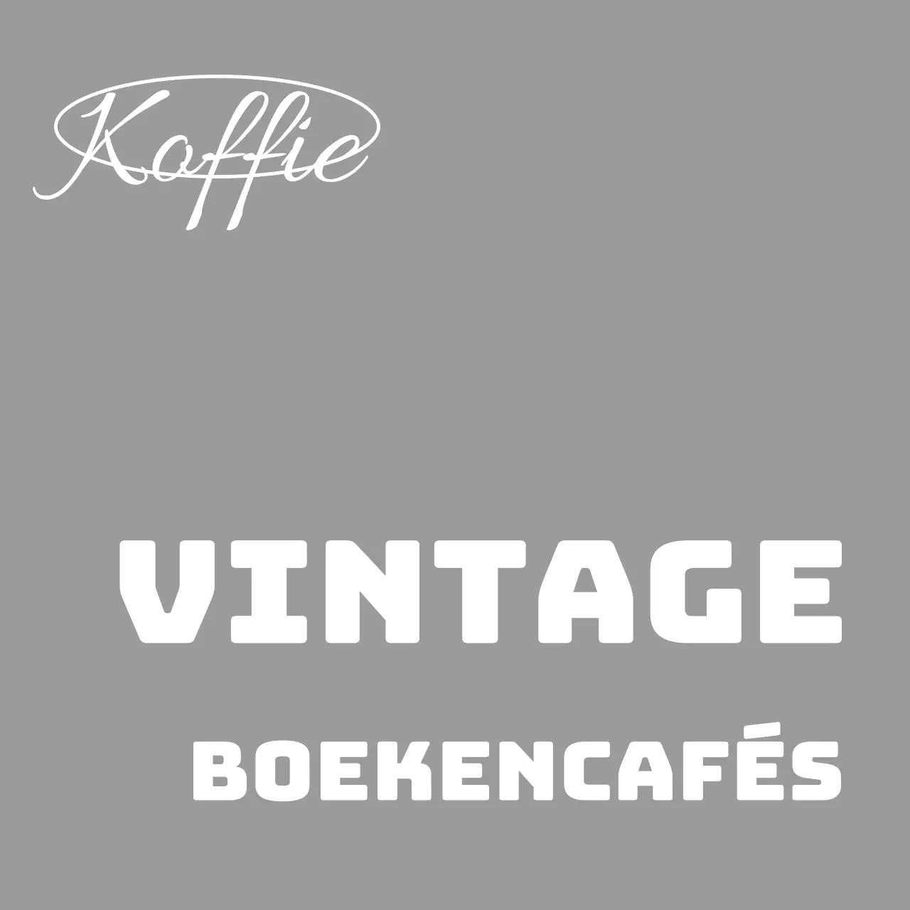 Een eenvoudig uithangbord voor een winkel met zwart-wit vintage tekst voor een boekencafé en ronde lijnvormen.