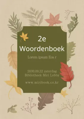 Bruine, herfstachtige, geïllustreerde boektype-inhoud