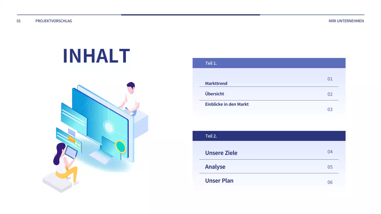 Ein einfacher Projektvorschlag in Blau
