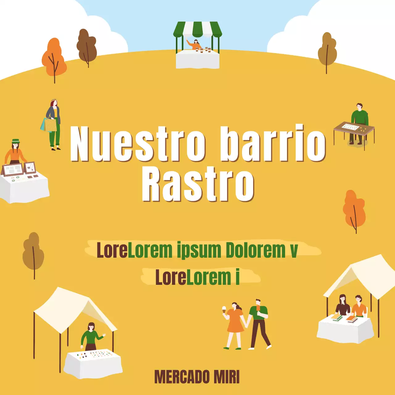 Promueva un moderno mercadillo de otoño en marrones y amarillos