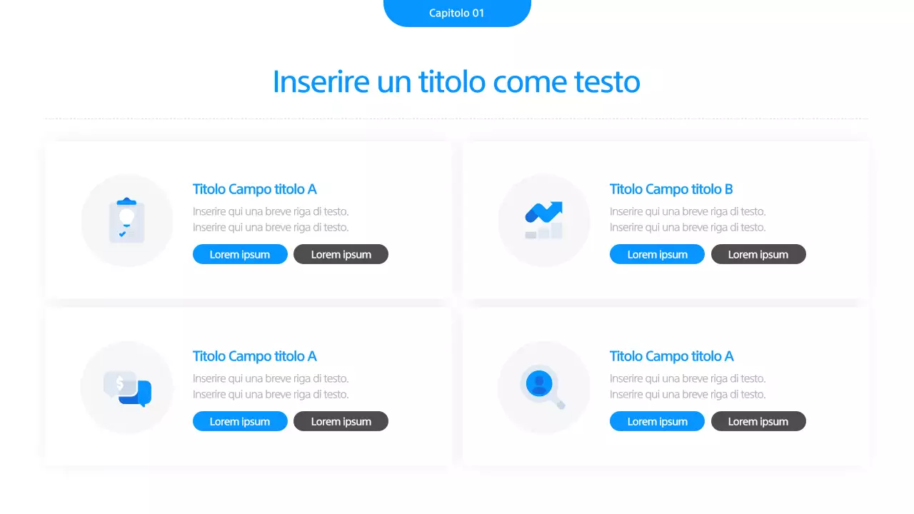 Una semplice presentazione aziendale in bianco e blu