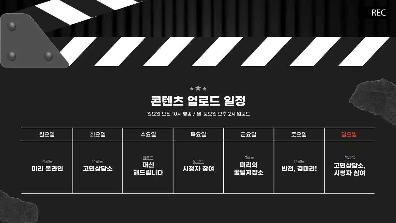 흑백과 빨강의 빈티지한 영상 콘텐츠 기획서