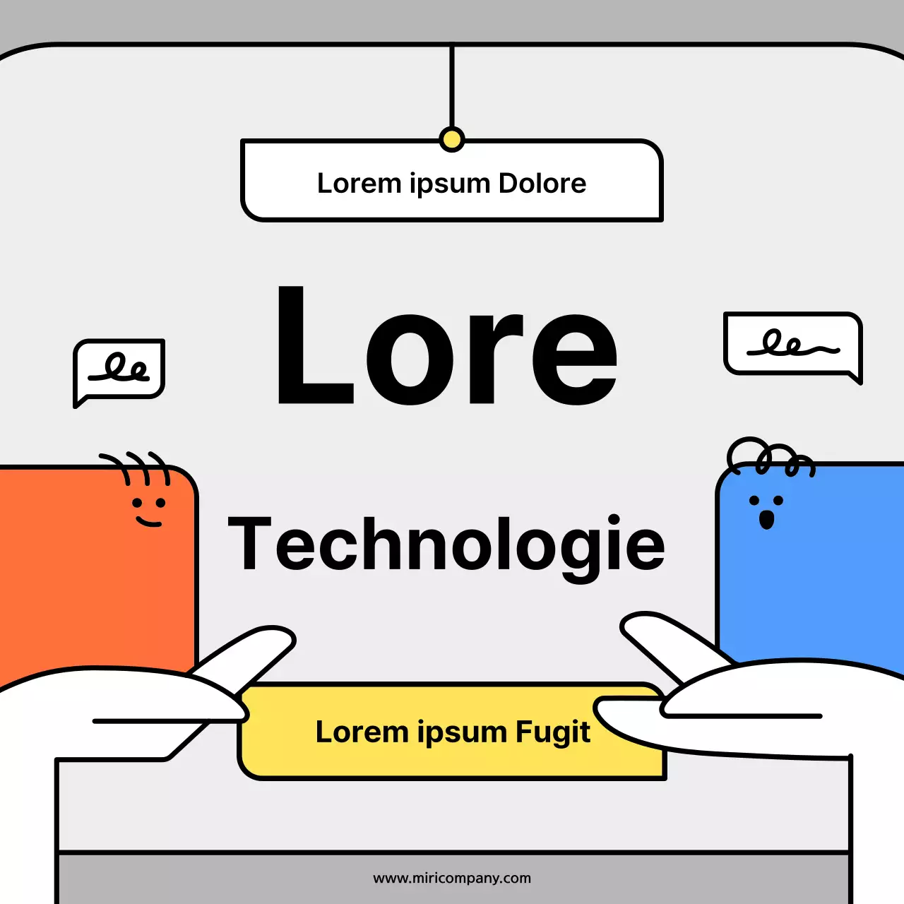 Niedliche Charakterformen in orange und blauen KonzeptkartenNews Kit
