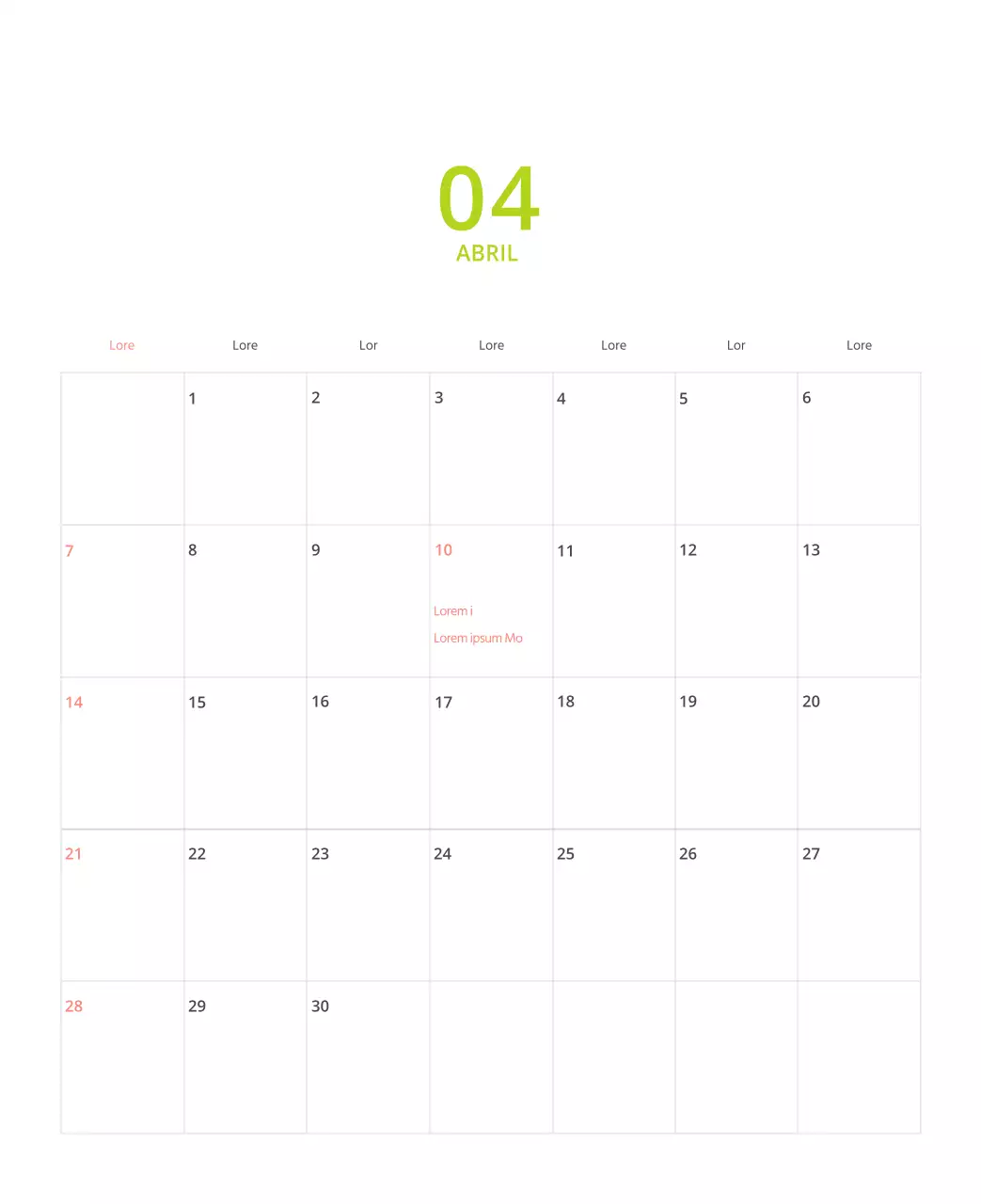 Calendario ilustrado multicolor