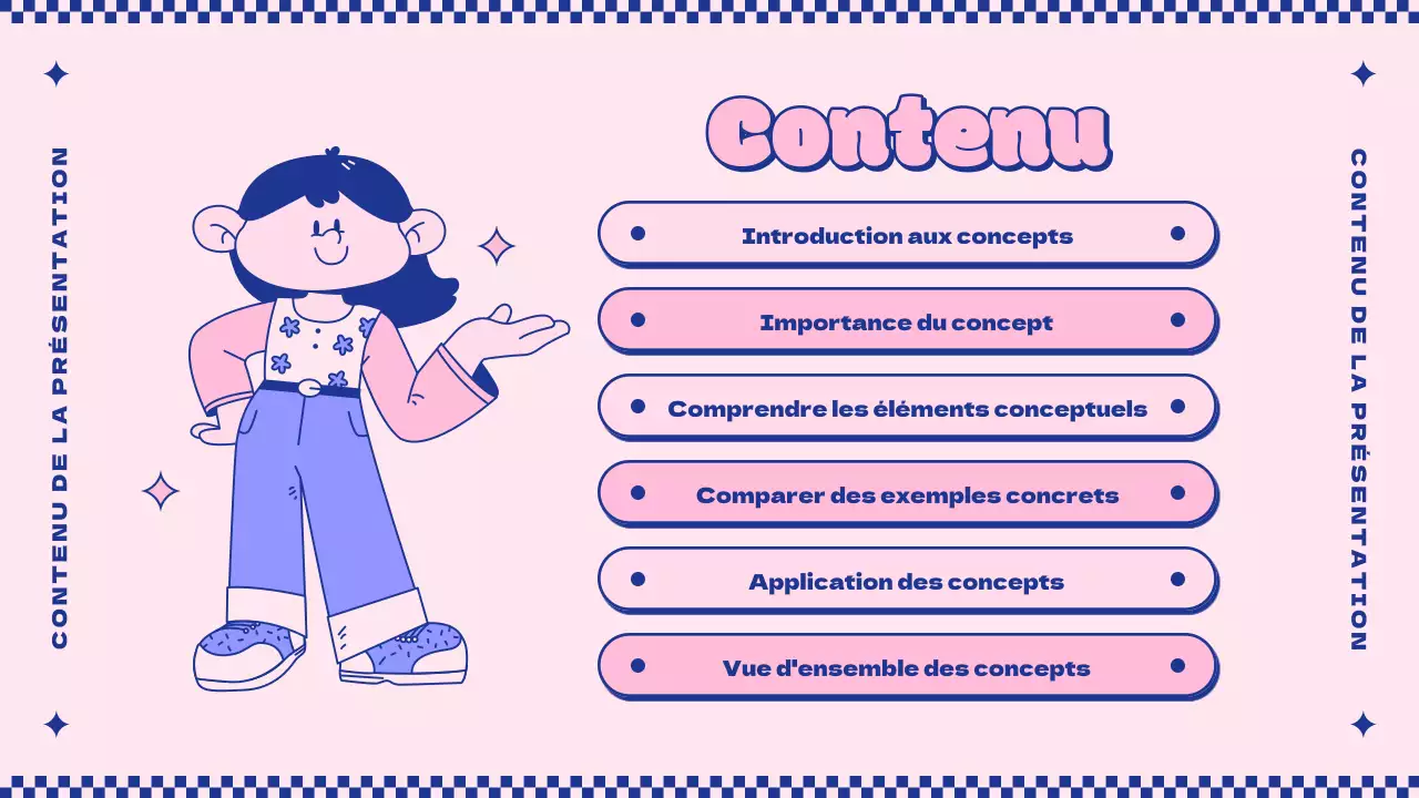 Introduire le concept de mignons personnages roses et violets