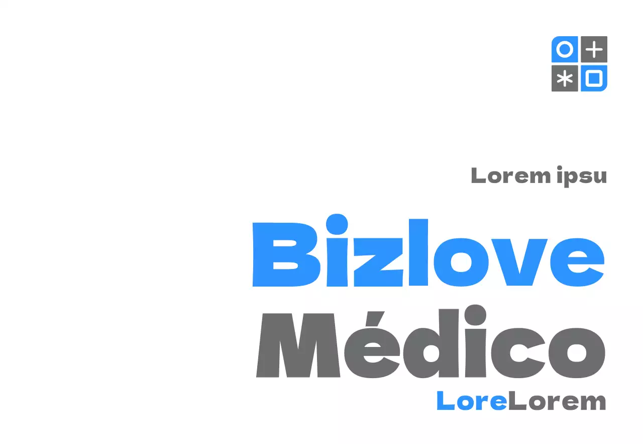 Promocional com um design simples que apresenta um logótipo azul e cinzento e o nome da clínica.