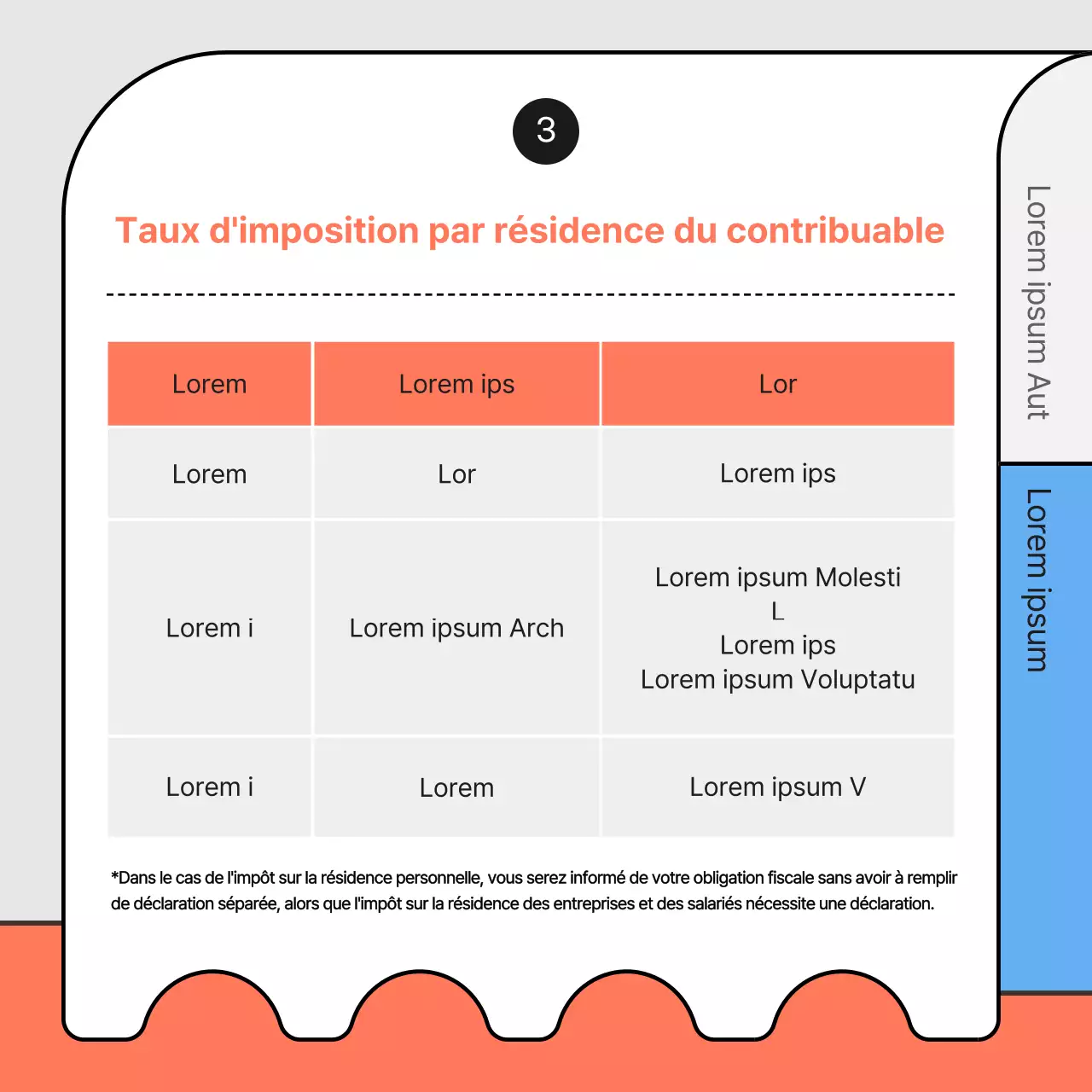 Illustration bleu clair et orange des instructions de paiement de la taxe de résidence
