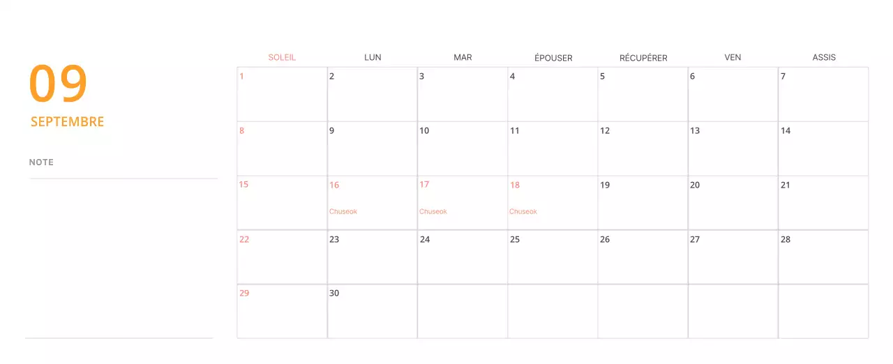 Calendrier de bureau illustré vert sur le thème de la famille