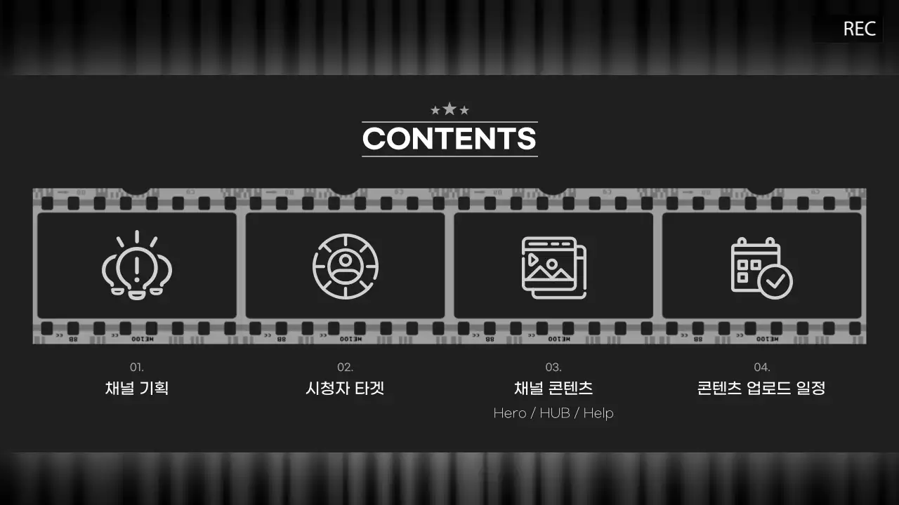 흑백과 빨강의 빈티지한 영상 콘텐츠 기획서