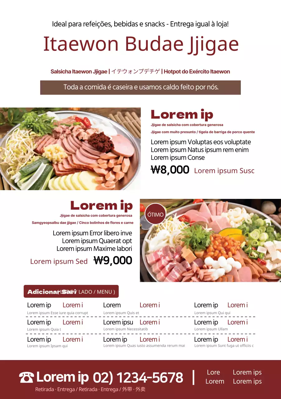 Conceber uma descrição de um menu de guisado com uma fotografia de comida cor de vinho