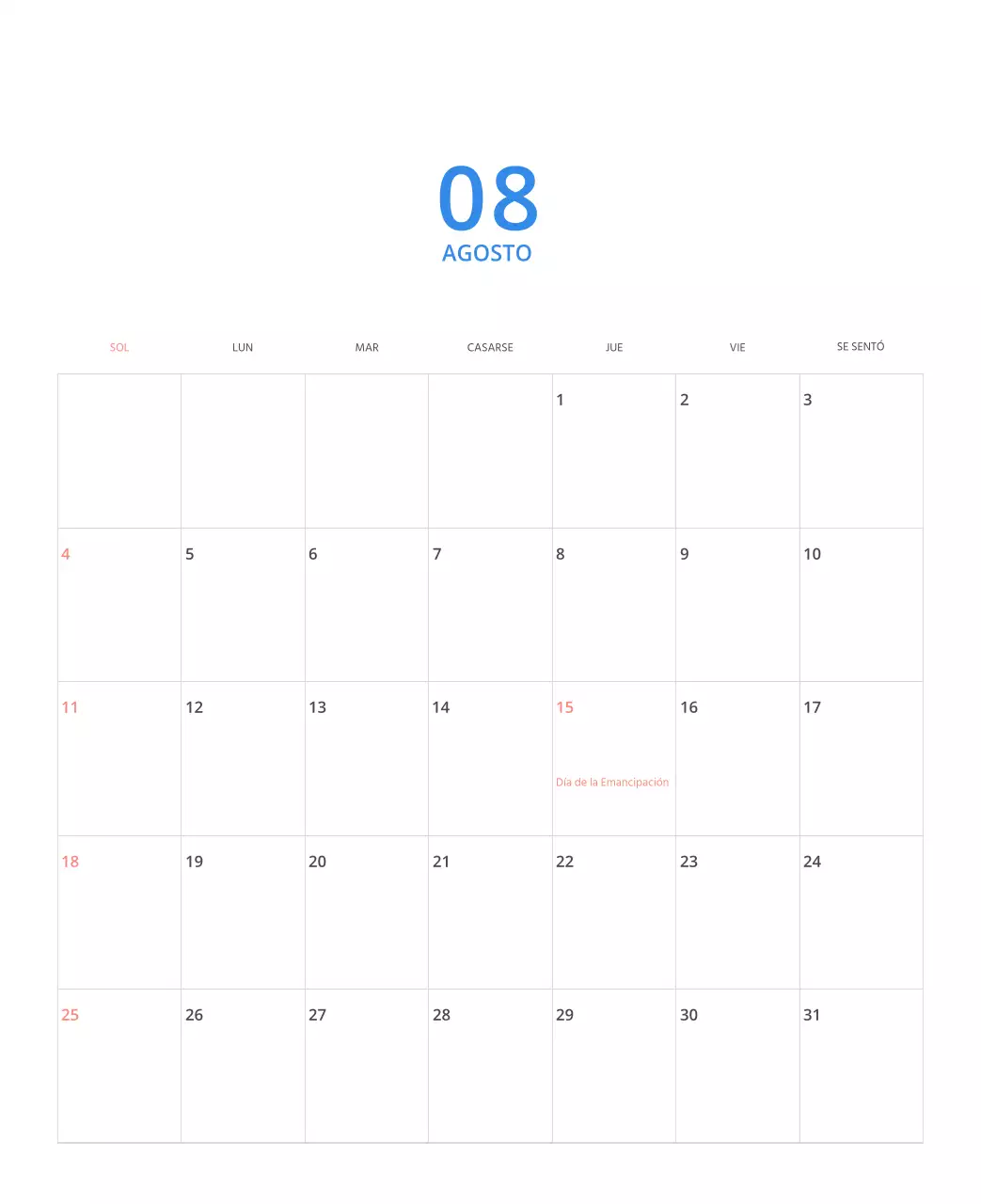 Calendario ilustrado multicolor