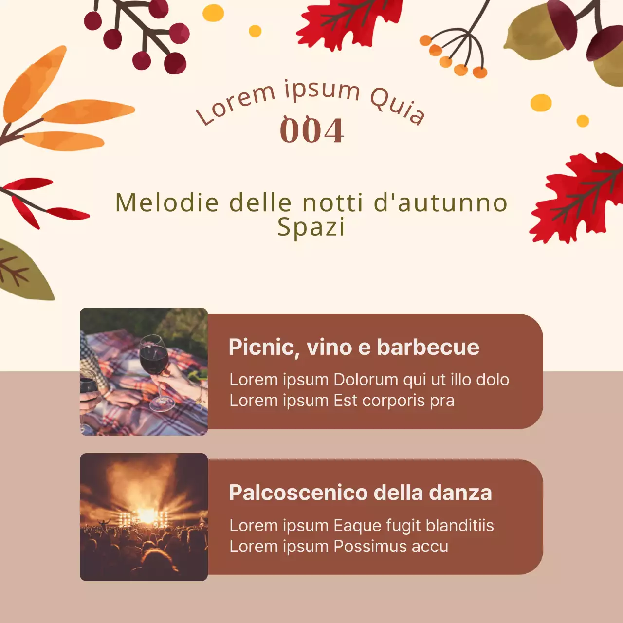 Illustrazione beige e autunnale di un festival musicale