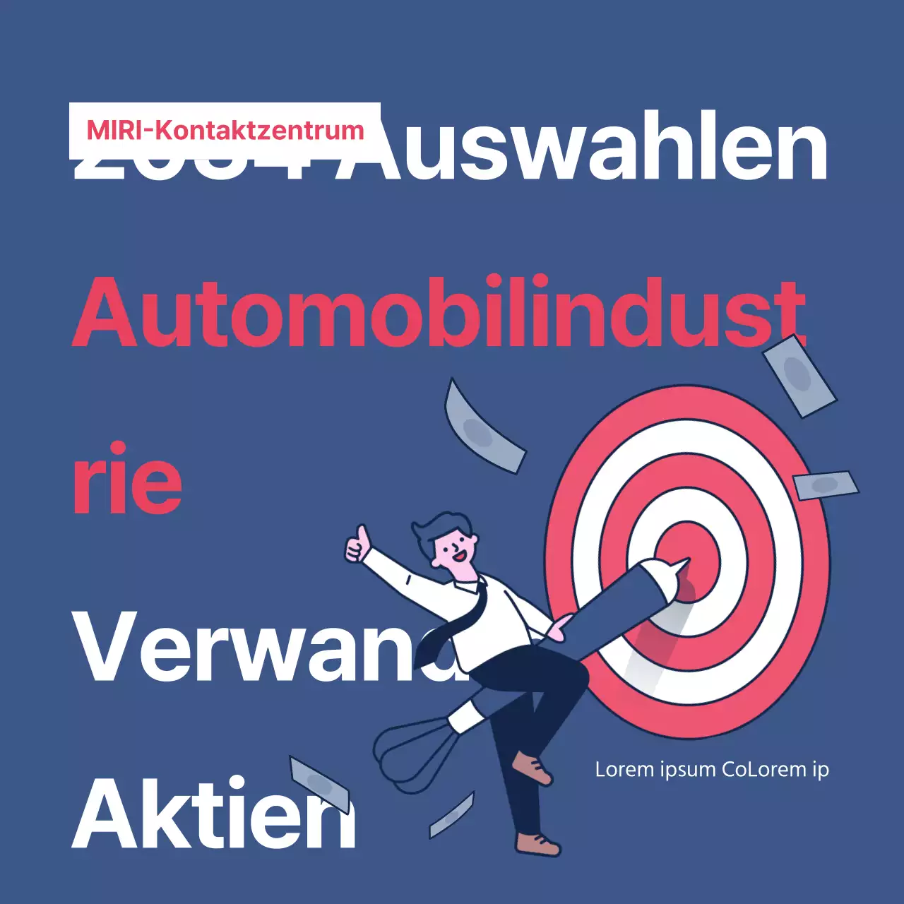 Eine einfache rote und marineblaue Aktienauswahlsendung