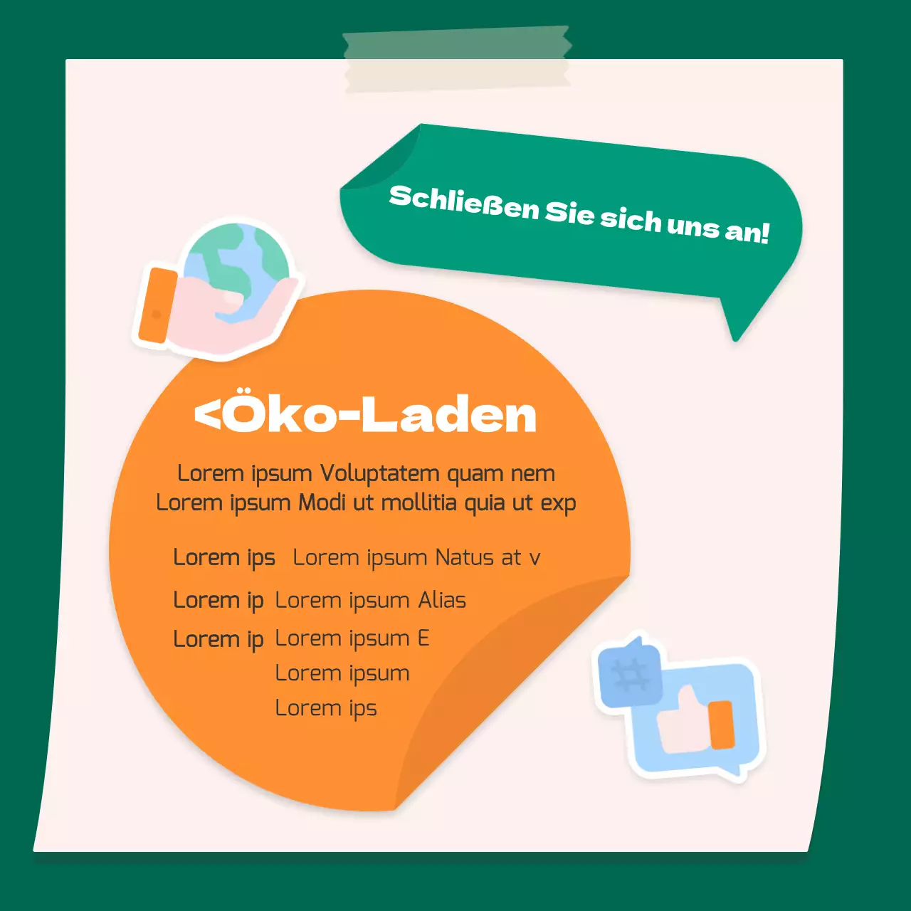 Ein süßes orange-grünes Aufkleberkonzept für die Umwelt CardNews