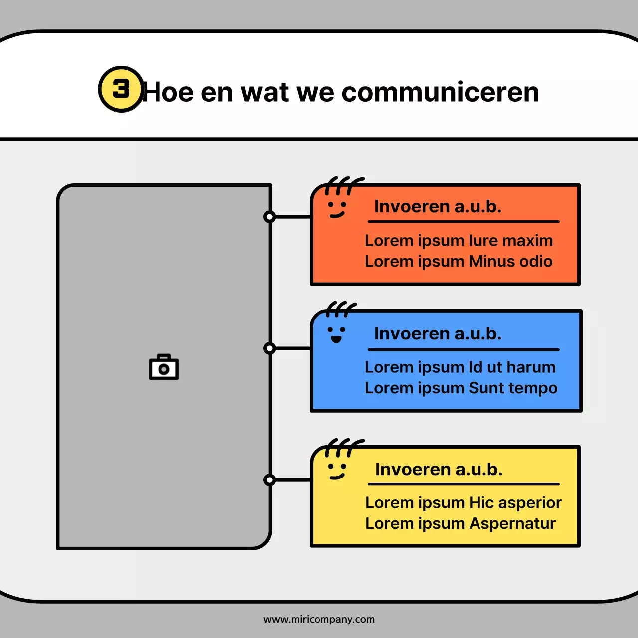 Schattige karaktervormpjes in oranje en blauwe conceptkaartenNews Kit