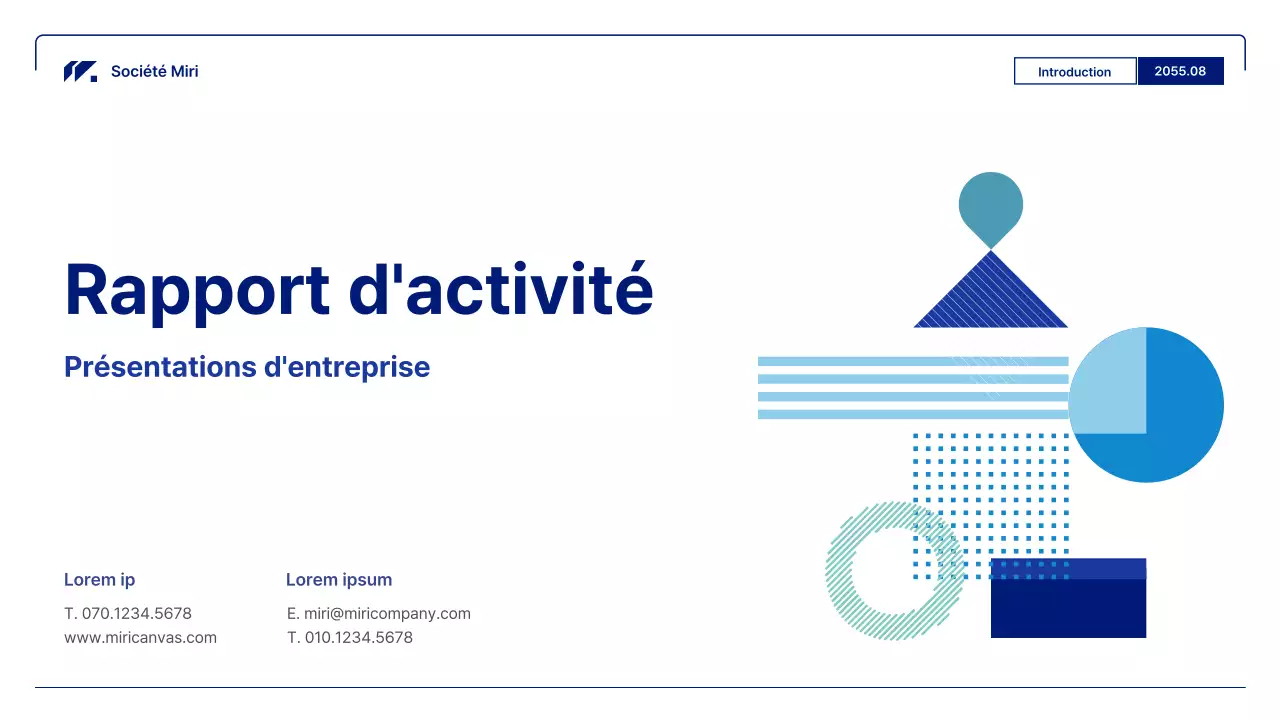 Rapports d'activité géométriques en bleu