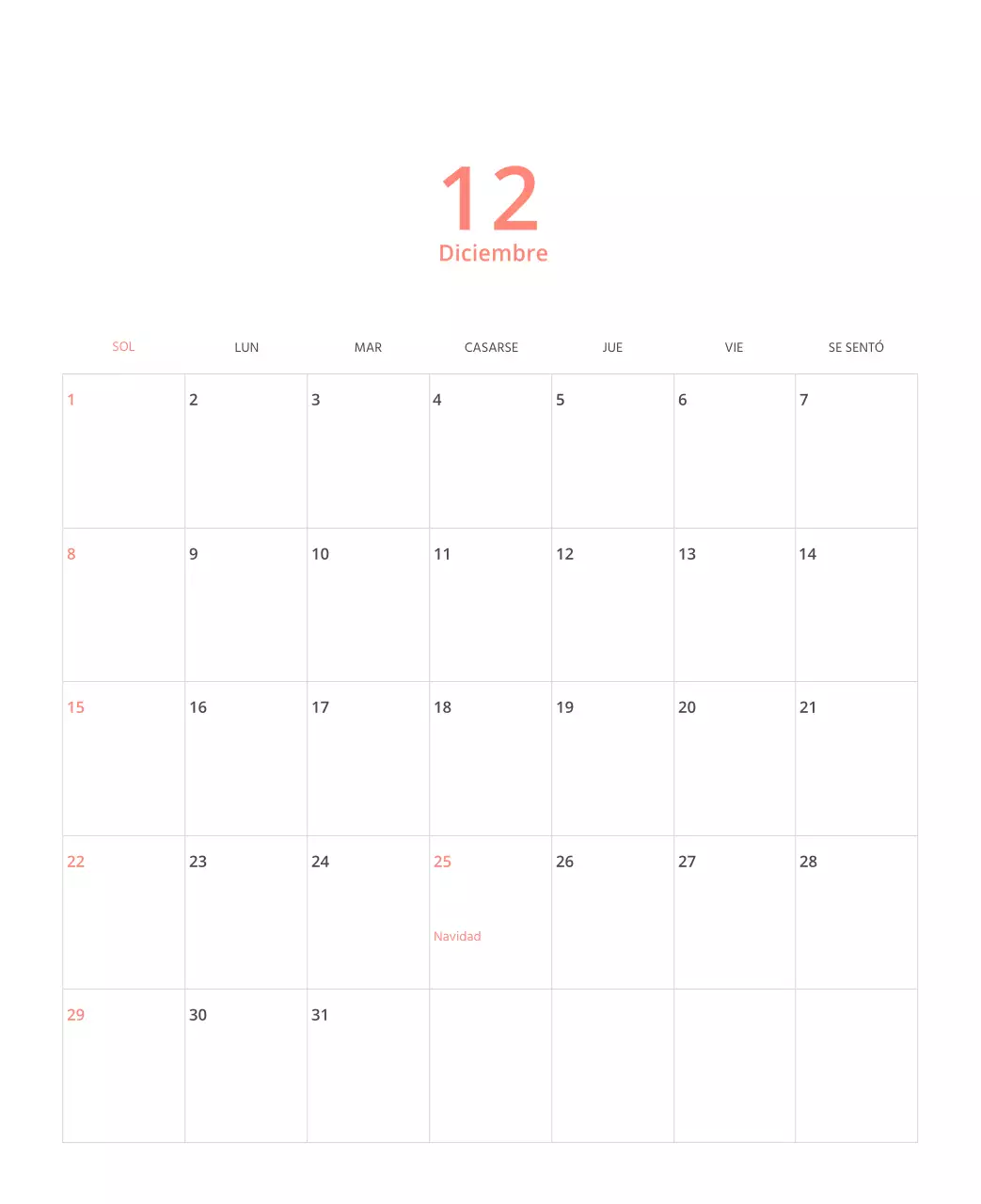 Calendario ilustrado multicolor