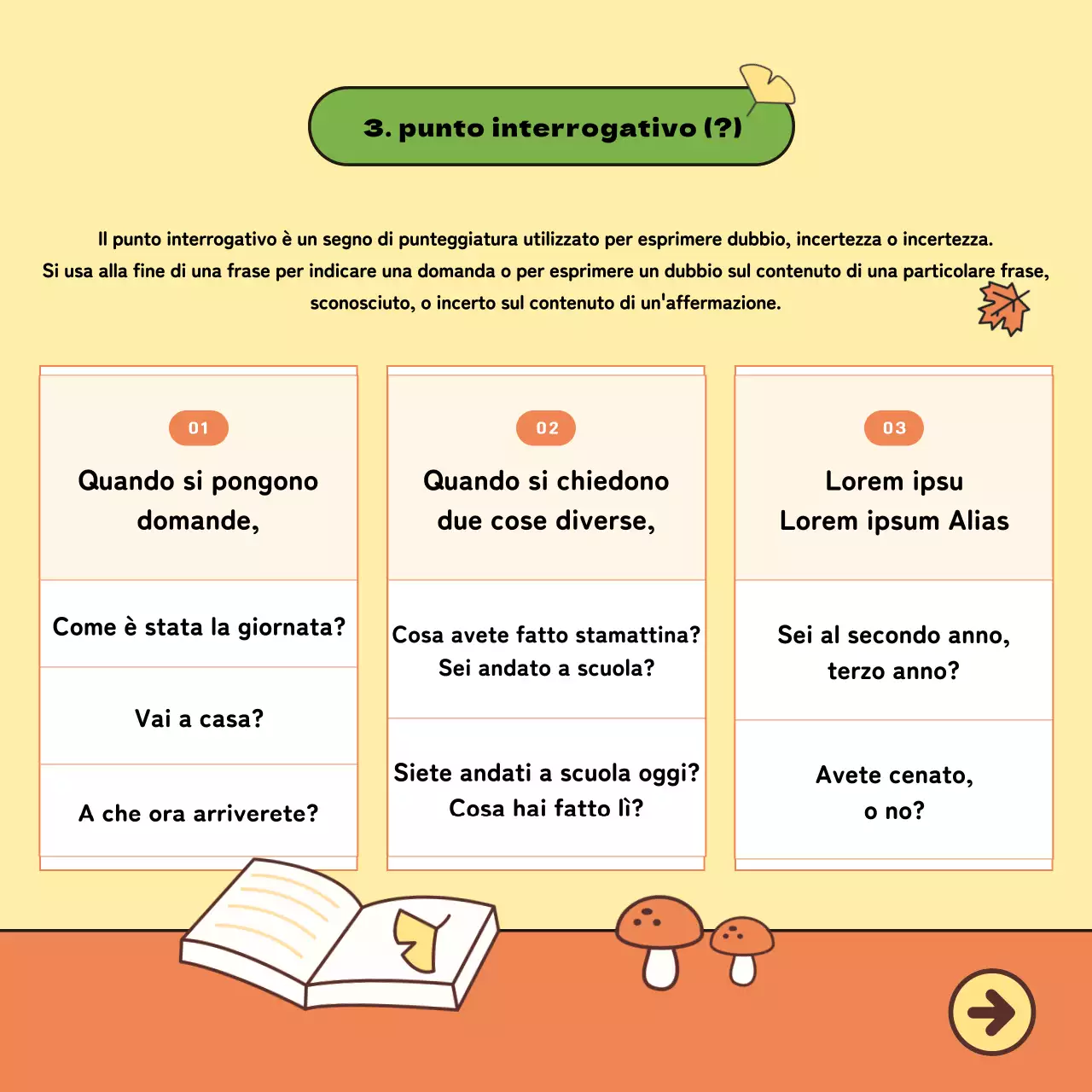 Materiale didattico di lingua coreana con simpatiche illustrazioni in giallo e arancione