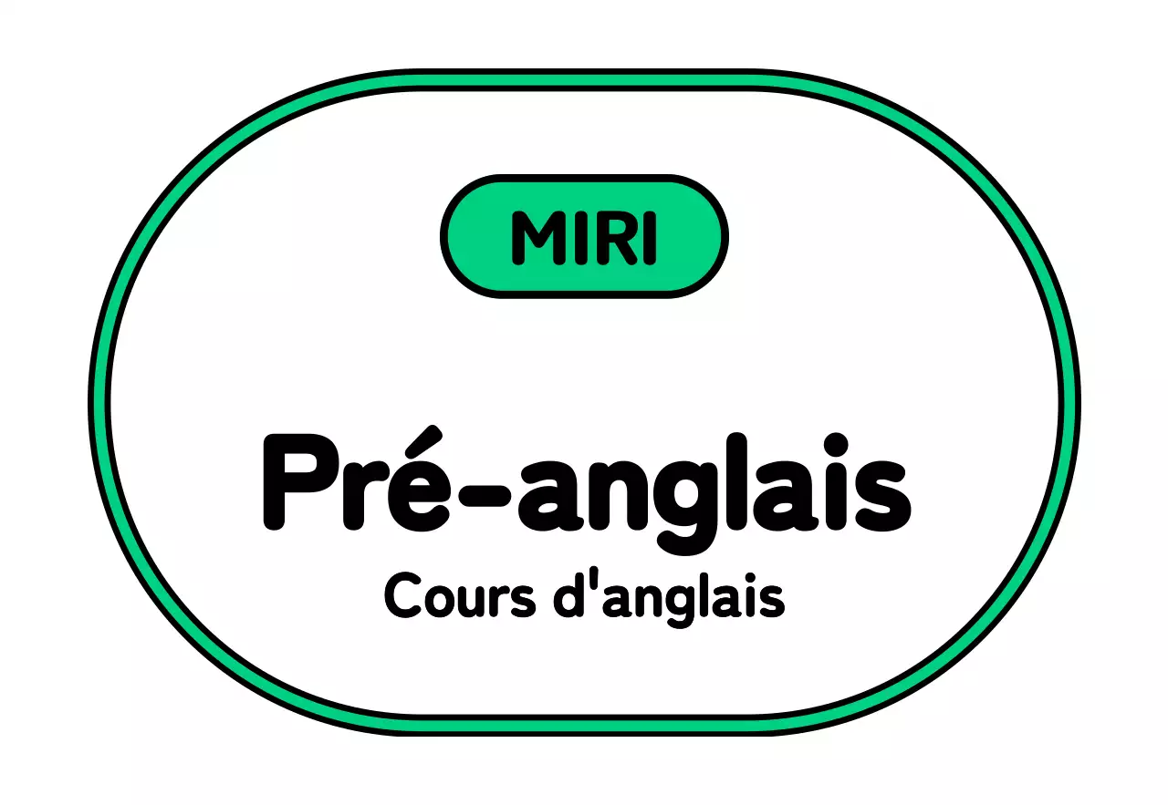 Un simple panneau d'école avec un texte pré-anglais en noir, blanc, vert et violet et des illustrations encadrées.