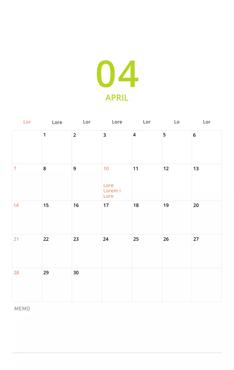 Schattige geïllustreerde groene bureaukalender met familiethema