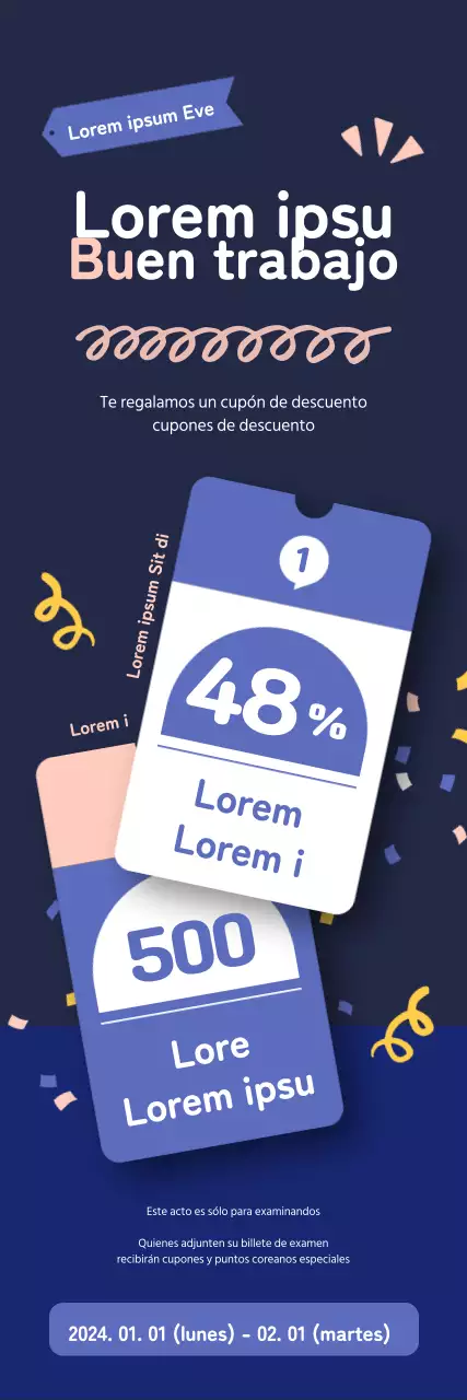 Tienda de cosméticos con cupones chunky Evento de descuento de entradas para exámenes