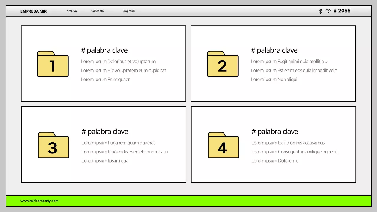 Interfaz de usuario sencilla en gris y chartreuse Perfil de la empresa