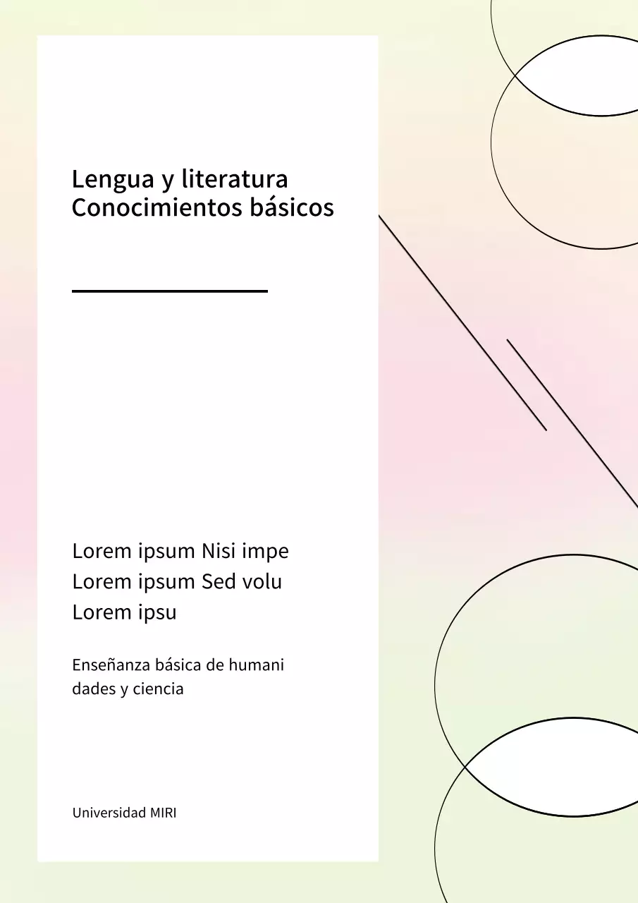 Lengua y literatura con formas geométricas en degradado verde claro y rosa claro pastel