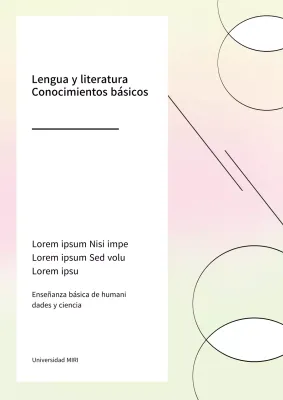 Lengua y literatura con formas geométricas en degradado verde claro y rosa claro pastel