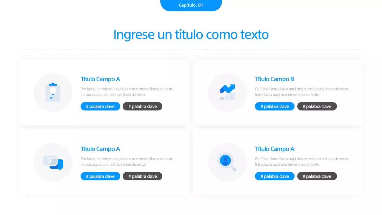 Una sencilla presentación empresarial en blanco y azul