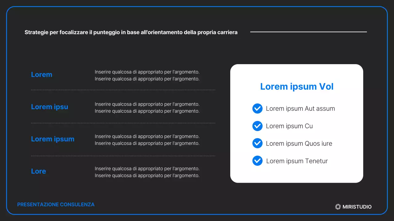 Una presentazione delle ammissioni minimalista in nero e blu