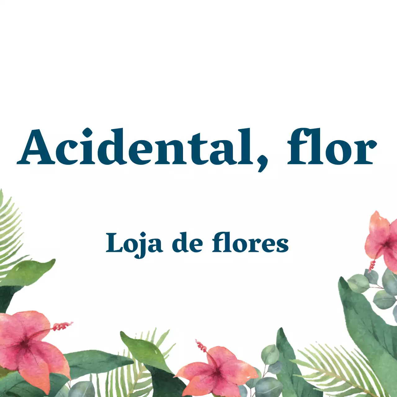 Flores acidentais em cores suaves Um simples letreiro de loja com texto de florista e ilustrações florais.