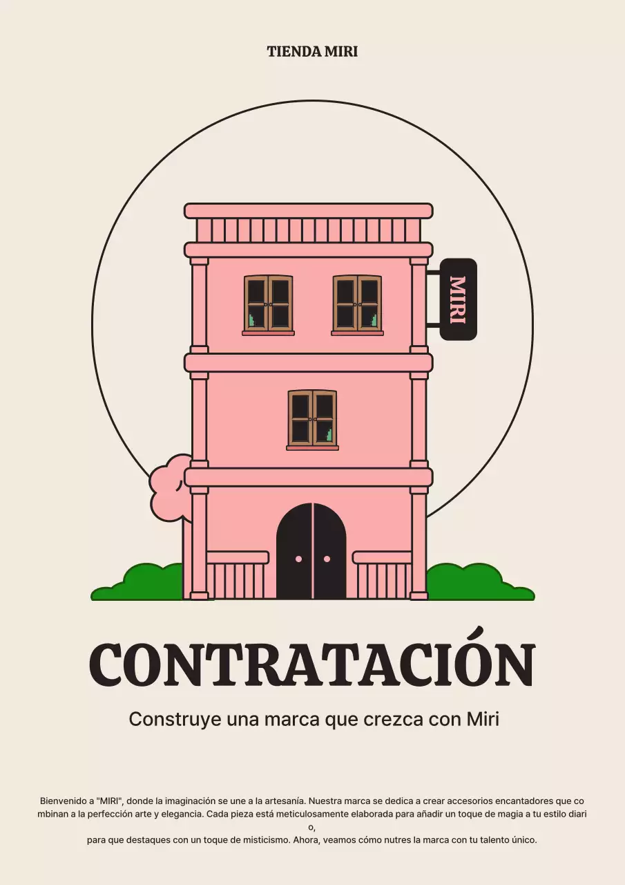 Anuncios de empleo con el concepto de edificio beige y rosa