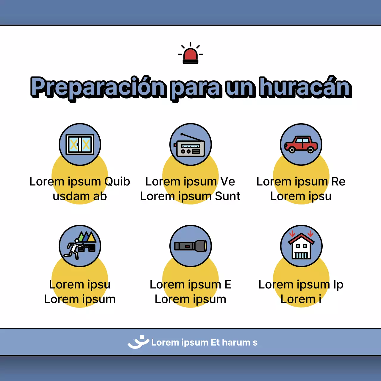 Un post sobre cómo afrontar los daños del tifón en azul y amarillo