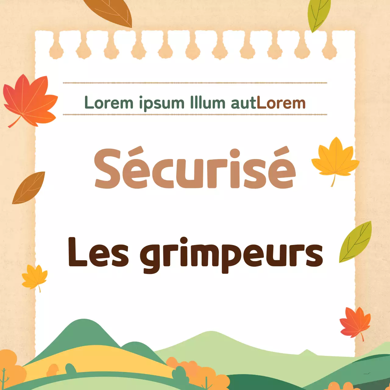 Promouvoir des précautions de randonnée d'automne modernes et basiques en orange et beige