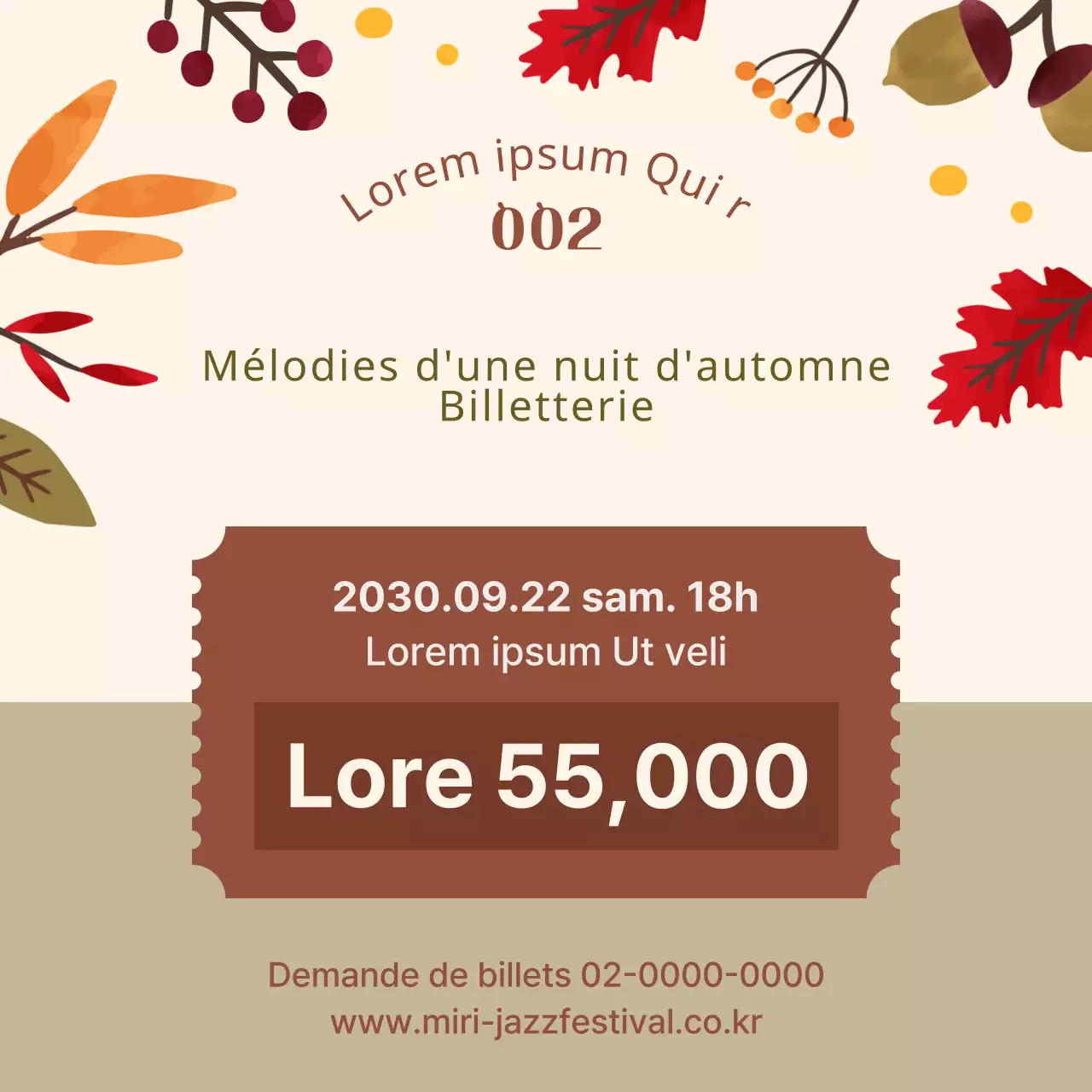 Illustration beige et automnale d'un festival de musique