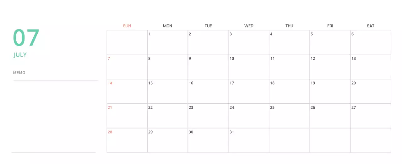 Cute illustration green family themed desk calendar