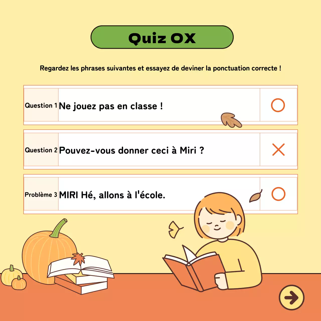 Matériel d'enseignement de la langue coréenne avec de jolies illustrations en jaune et orange