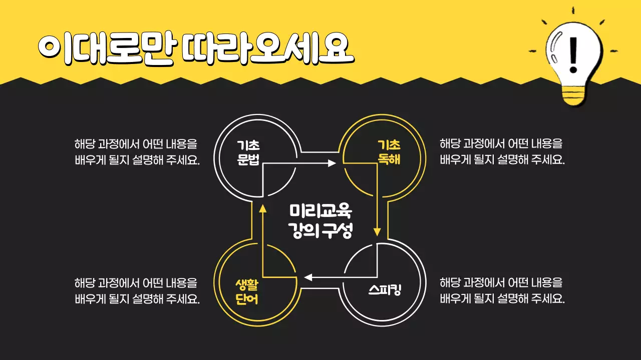 노랑과 검정의 모던한 학습 교육 안내서