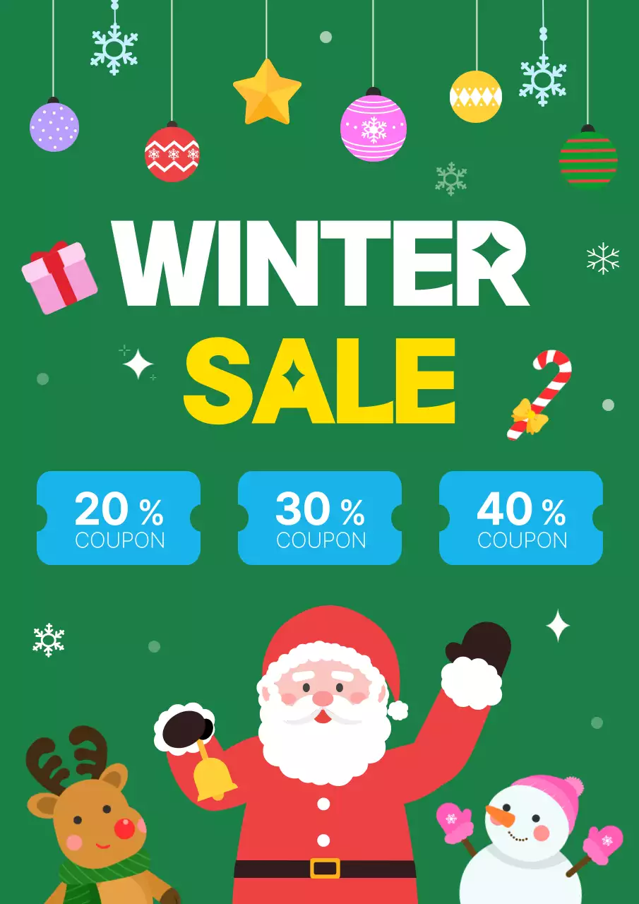 초록색 배경의 크리스마스 이벤트 웹포스터 템플릿