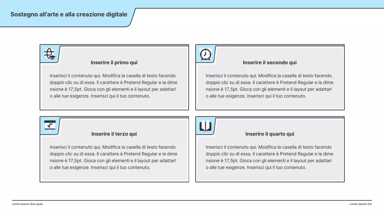 Una proposta politica con un'illustrazione pulita in azzurro e una forma a punto indice.
