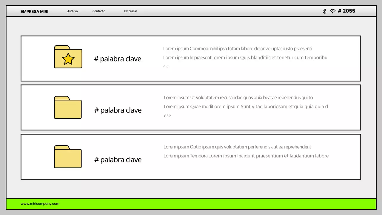 Interfaz de usuario sencilla en gris y chartreuse Perfil de la empresa