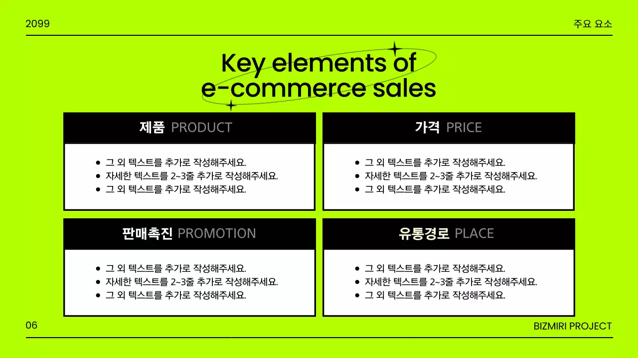 초록색과 형광색의 사이버펑크한 시장조사 기획서