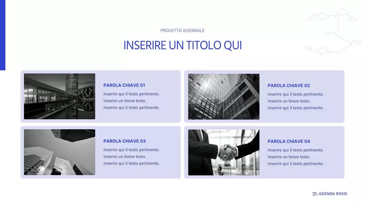 Bianco e blu per un look aziendale pulito