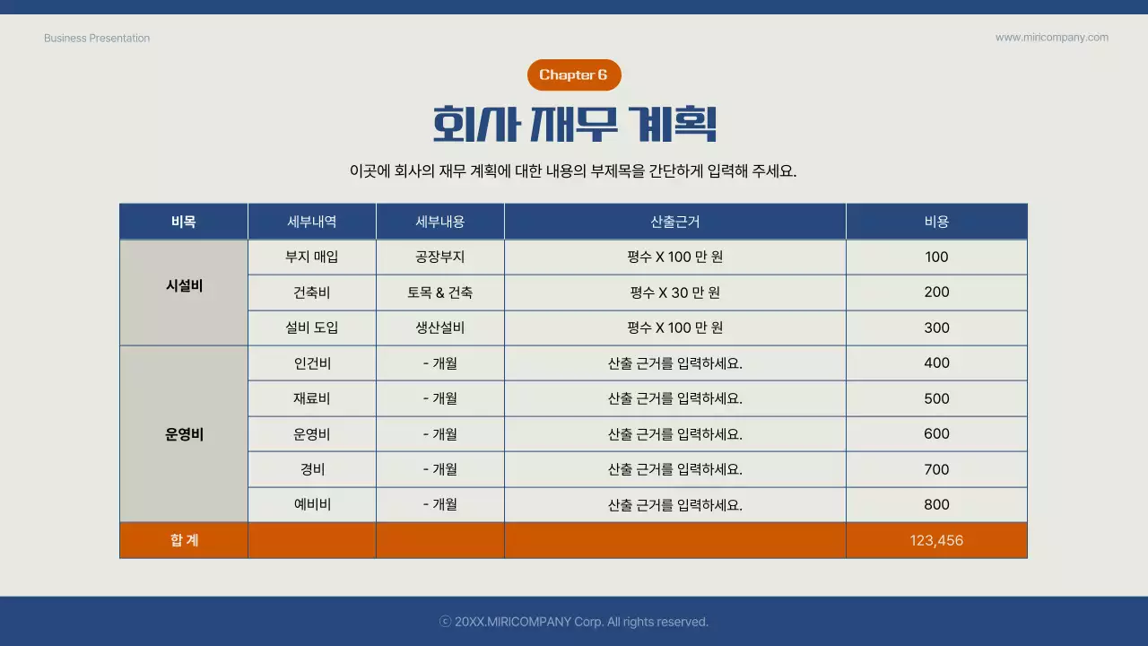 파랑과 주황색의 심플한 신년 사업 계획서