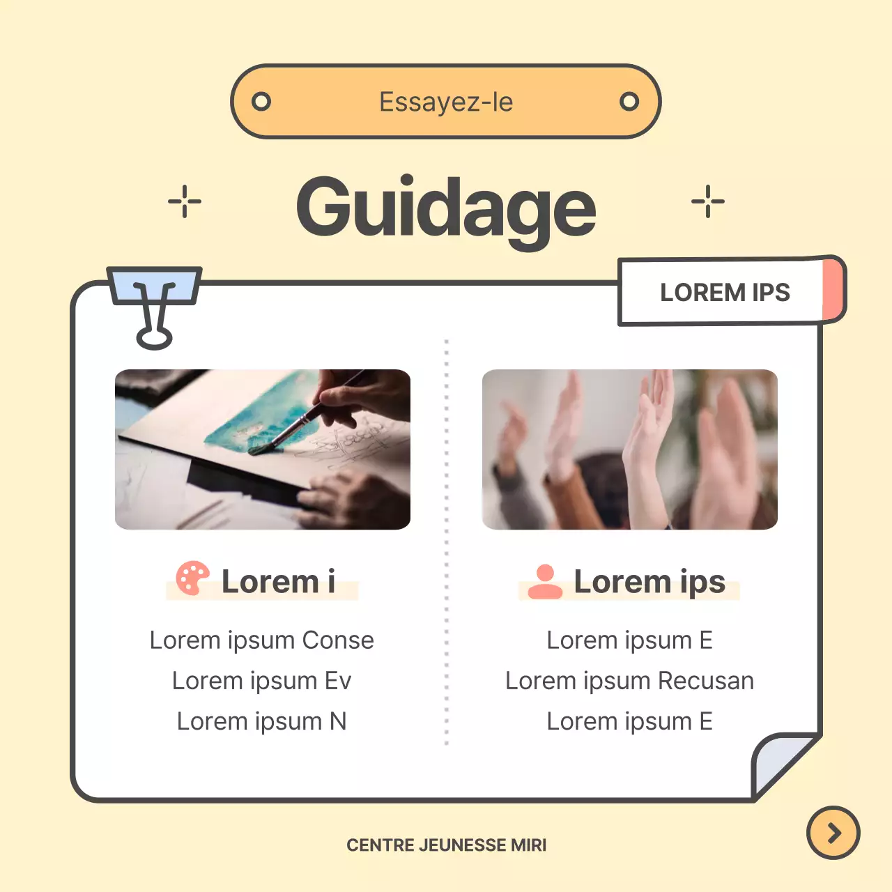 Promouvoir un joli centre d'orientation professionnelle jaune et chartreuse