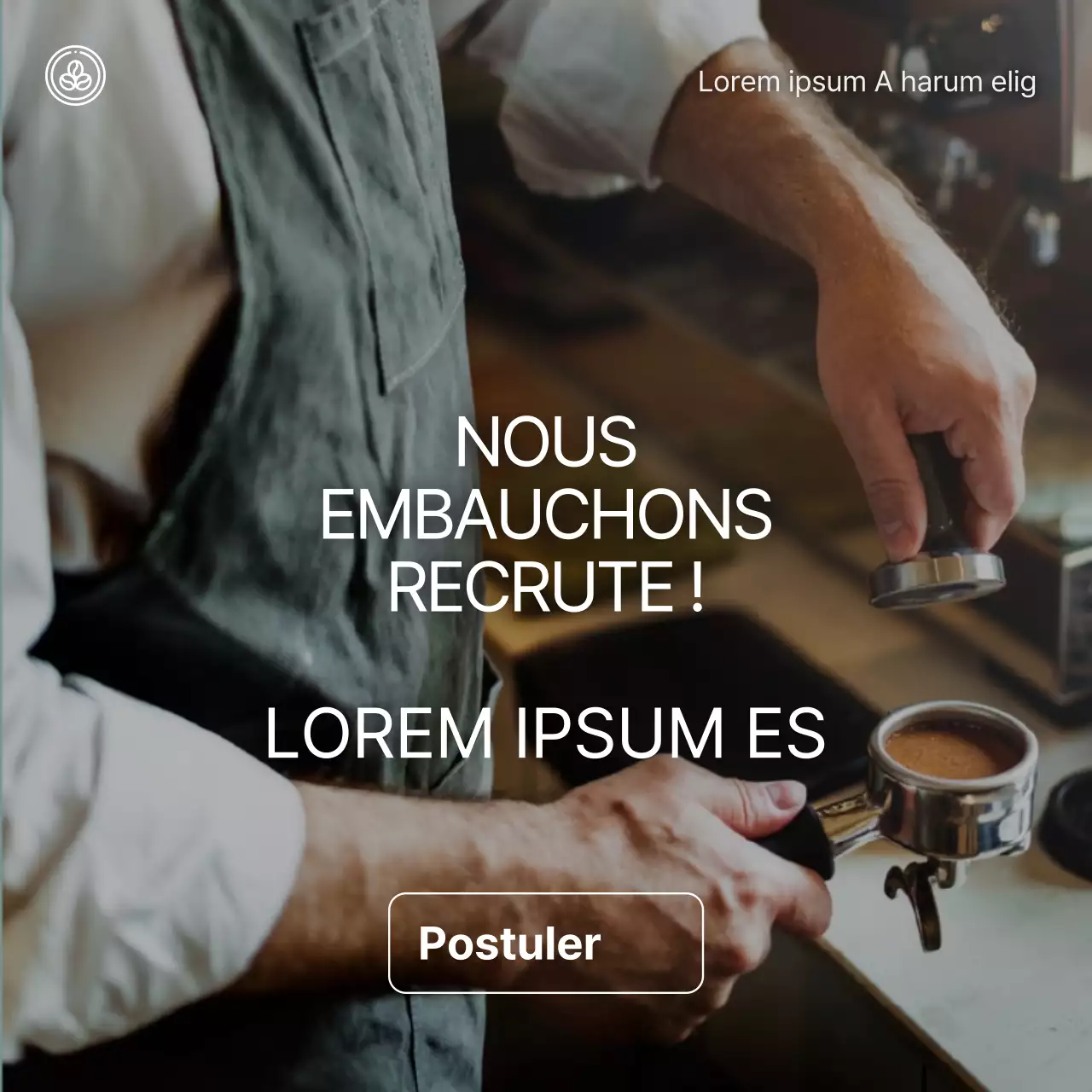 Liste d'offres d'emploi de barista sur fond sombre V2