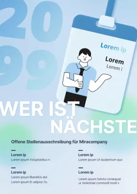 Eine einfache Stellenanzeige in Hellblau und Minze