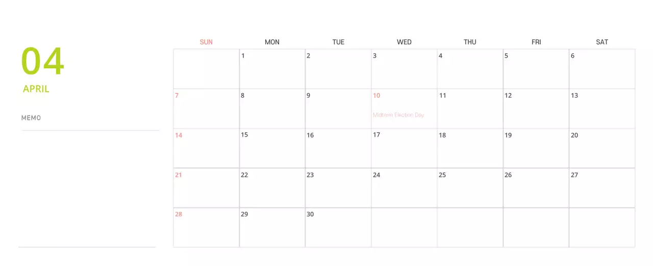 Cute illustration green family themed desk calendar