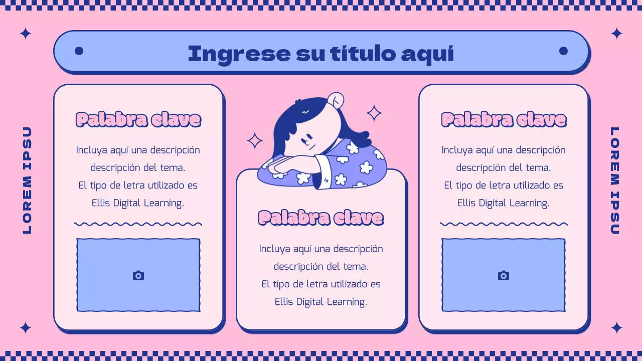 Introducir el concepto de simpáticos personajes rosas y morados
